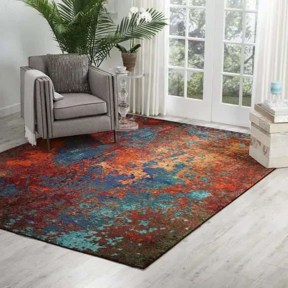 Area Rug with Jute Backing - Multi, Polypropylene