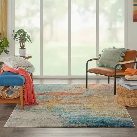 Area Rug with Sealife Design - Multi, Polypropylene image