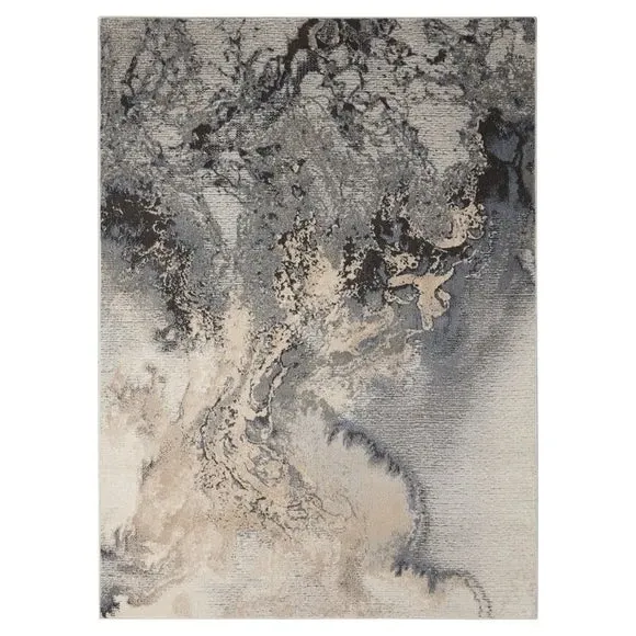 Area Rug with Textured Design - Grey, Polyester