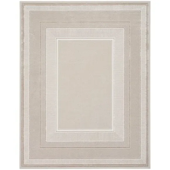 Border Velvet Rug with Shimmer - Beige