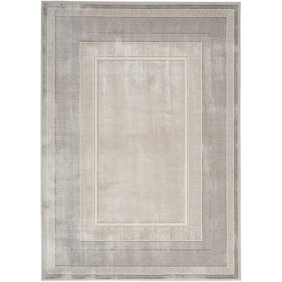 Border Velvet Rug with Shimmer - Silver
