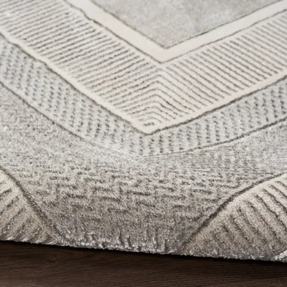 Border Velvet Rug with Shimmer - Silver