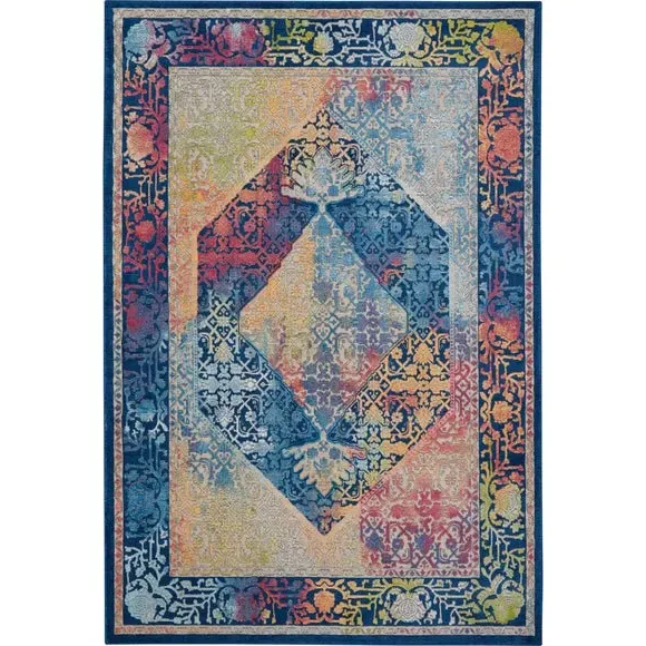 Corner Medallion Rug - Multi-Coloured