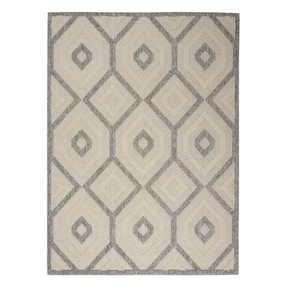 Diamond Pattern Indoor Outdoor Rug - Cream