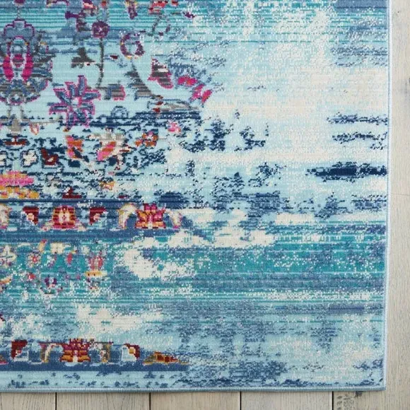 Distressed Area Rug - Blue