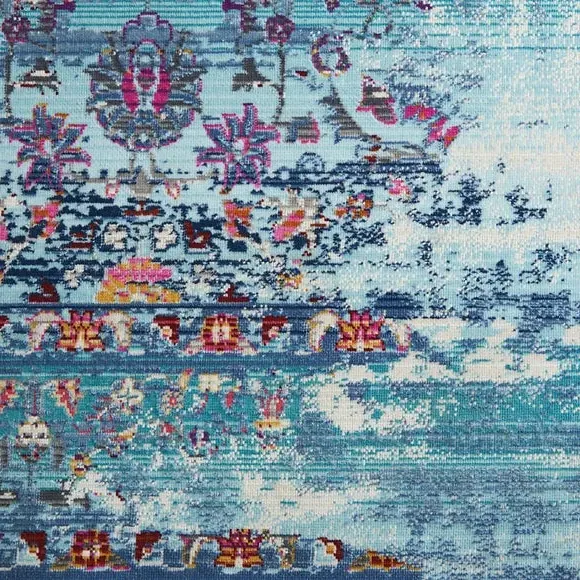 Distressed Area Rug - Blue