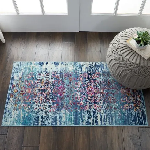 Distressed Area Rug - Blue