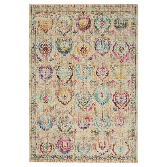 Distressed Area Rug - Multicoloured