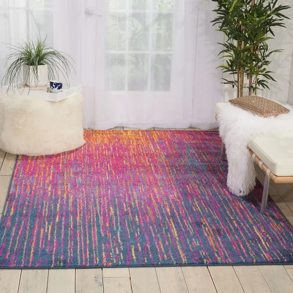 Floral Area Rug with Overdye Effect - Multi, Polypropylene