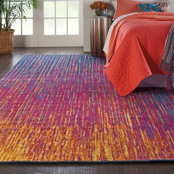 Floral Area Rug with Overdye Effect - Multi, Polypropylene