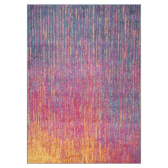 Floral Area Rug with Overdye Effect - Multi, Polypropylene