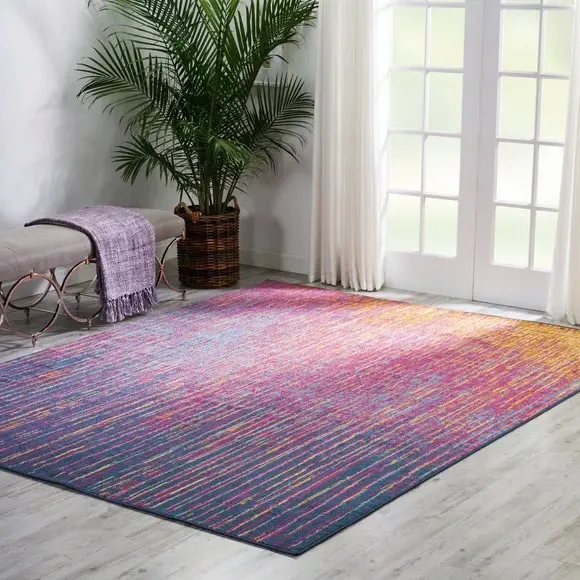 Floral Area Rug with Overdye Effect - Multi, Polypropylene image
