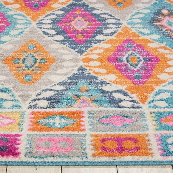 Floral Rug with Overdye Effect - Multi, Polypropylene