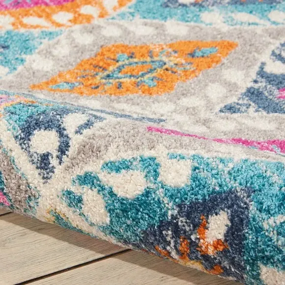Floral Rug with Overdye Effect - Multi, Polypropylene