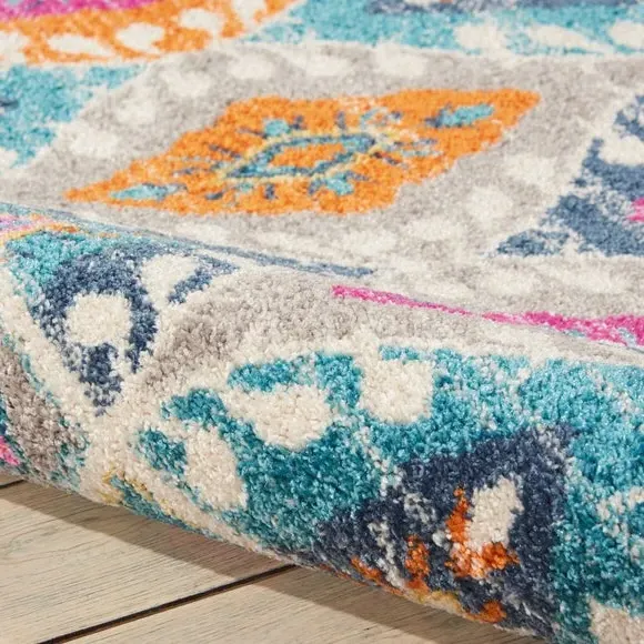 Floral Rug with Overdye Effect - Multi, Polypropylene
