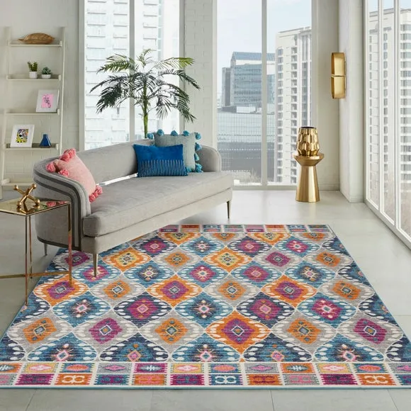 Floral Rug with Overdye Effect - Multi, Polypropylene image
