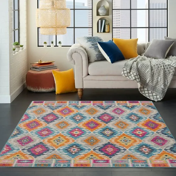 Floral Rug with Overdye Effect - Multi, Polypropylene