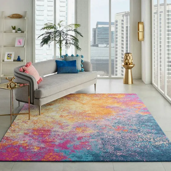 Floral Rug with Overdye Effect - Orange, Polypropylene image