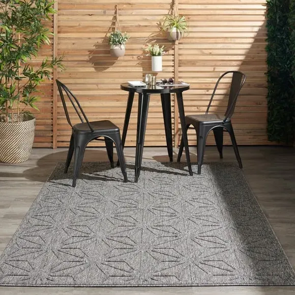Geometric Indoor Outdoor Rug - Charcoal, Polypropylene
