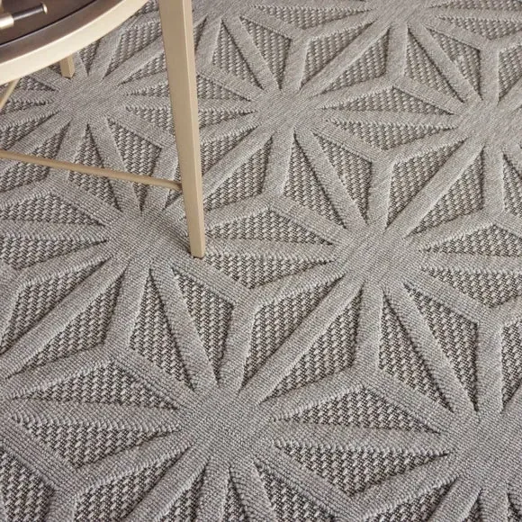 Geometric Indoor Outdoor Rug - Grey, Polypropylene