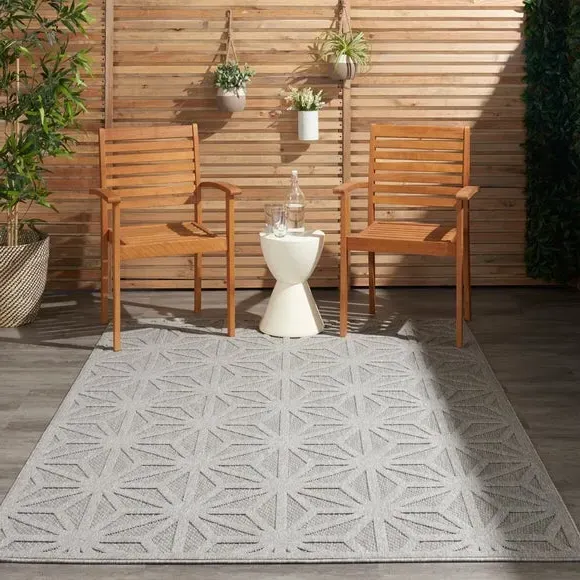 Geometric Indoor Outdoor Rug - Grey, Polypropylene