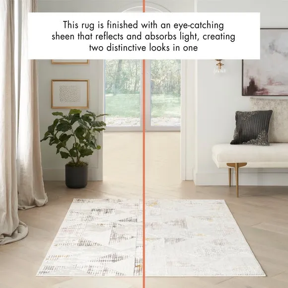 Geometric Rug with Shimmer - Cream, Velvet
