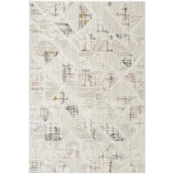 Geometric Rug with Shimmer - Cream, Velvet