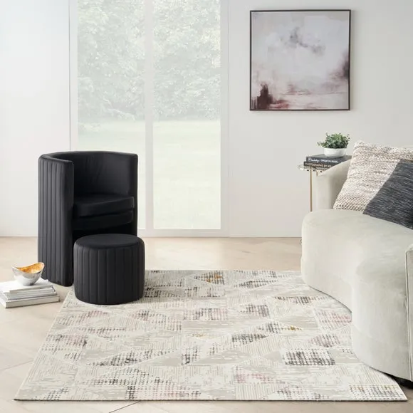 Geometric Rug with Shimmer - Cream, Velvet