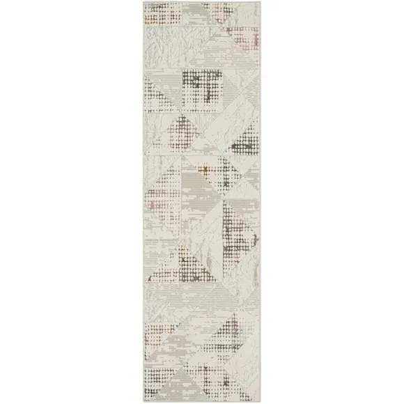 Geometric Runner Rug - Cream, Velvet