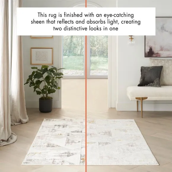 Geometric Runner Rug - Cream, Velvet