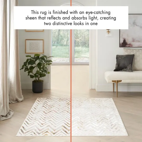 Herringbone Rug with Shimmer - Pink, Velvet
