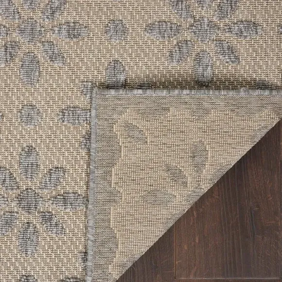 Indoor Outdoor Rug Floral Design - Cream