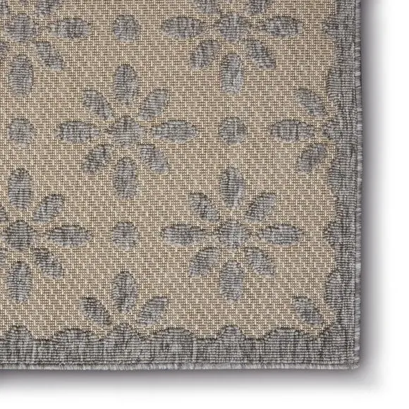 Indoor Outdoor Rug Floral Design - Cream