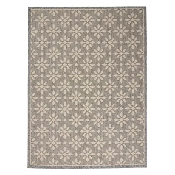 Indoor Outdoor Rug Floral Design - Grey