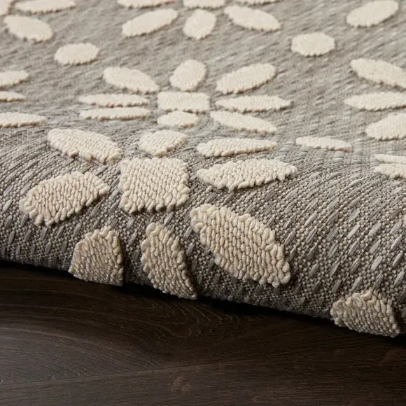 Indoor Outdoor Rug Floral Design - Grey