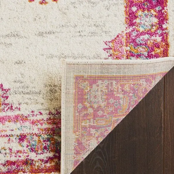 Low Pile Area Rug - Fuchsia, Persian Style