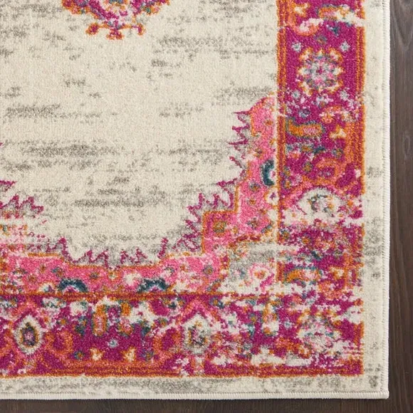 Low Pile Area Rug - Fuchsia, Persian Style