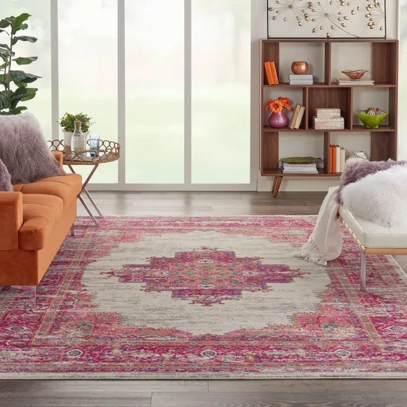 Low Pile Area Rug - Fuchsia, Persian Style image