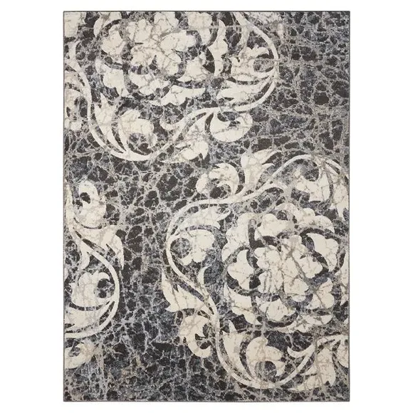 Marbled Pattern Rug - Blue, Polyester
