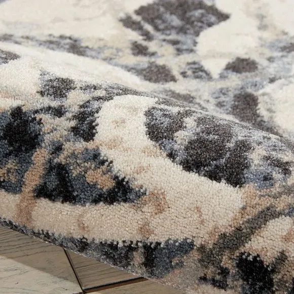 Marbled Pattern Rug - Blue, Polyester