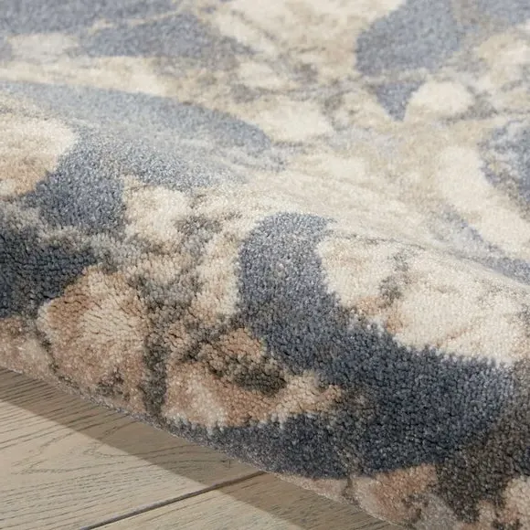 Marbled Pattern Rug - Blue, Polyester