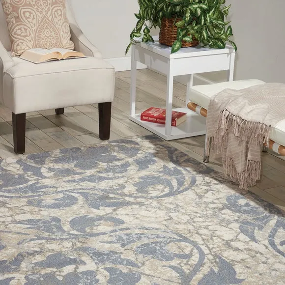 Marbled Pattern Rug - Blue, Polyester image