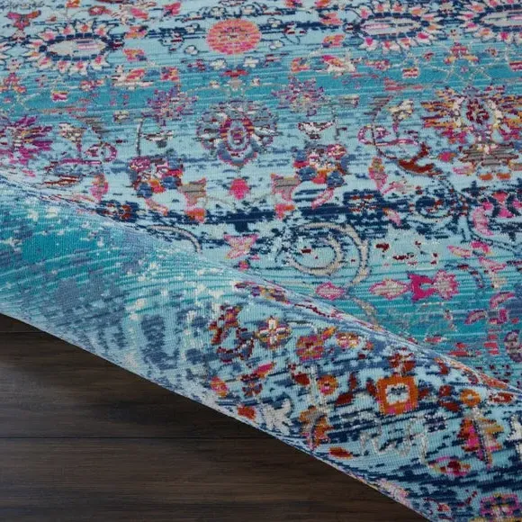 Round Area Rug Distressed - Ivory, Low Pile