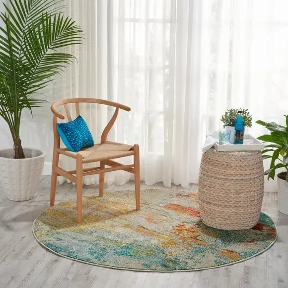 Round Rug - Multicoloured, Polypropylene image