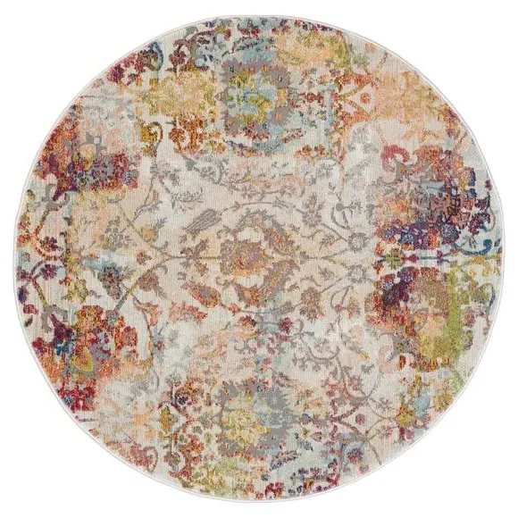 Round Rug Traditional Pattern - Orange