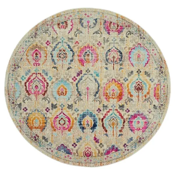 Round Rug Vintage Design - Multicoloured