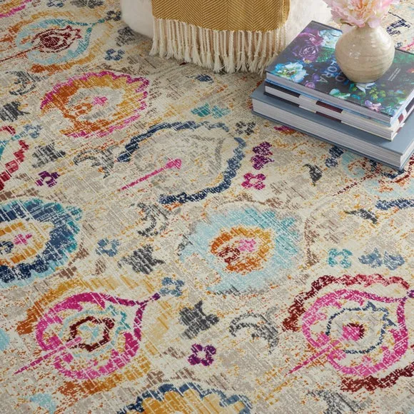 Round Rug Vintage Design - Multicoloured