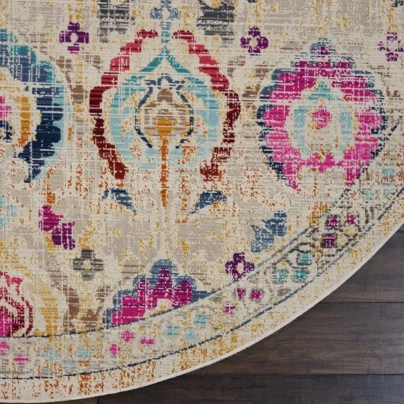 Round Rug Vintage Design - Multicoloured