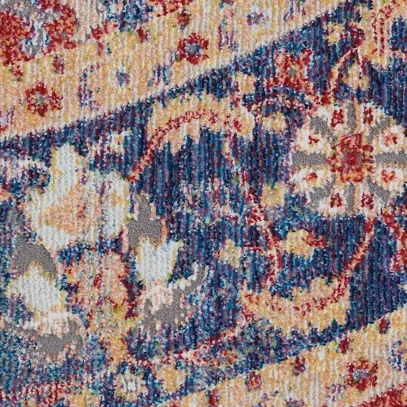 Round Rug with High-Low Pile - Red