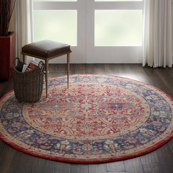 Round Rug with High-Low Pile - Red image